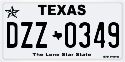 TX license plate DZZ0349