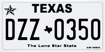 TX license plate DZZ0350