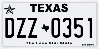 TX license plate DZZ0351