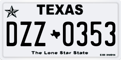 TX license plate DZZ0353