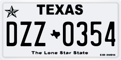 TX license plate DZZ0354