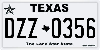 TX license plate DZZ0356