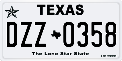 TX license plate DZZ0358