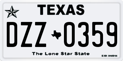 TX license plate DZZ0359