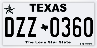 TX license plate DZZ0360