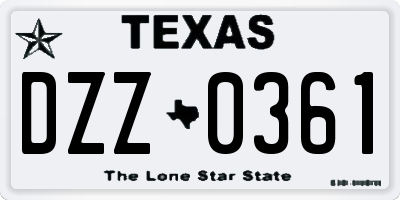 TX license plate DZZ0361