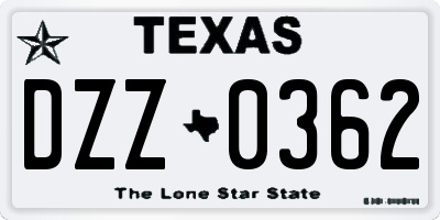 TX license plate DZZ0362