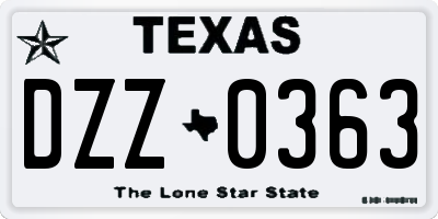 TX license plate DZZ0363