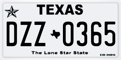 TX license plate DZZ0365