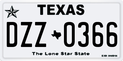 TX license plate DZZ0366