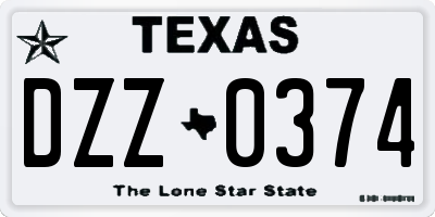 TX license plate DZZ0374