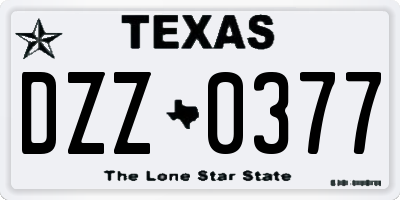 TX license plate DZZ0377