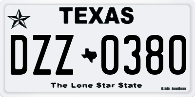 TX license plate DZZ0380