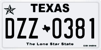 TX license plate DZZ0381