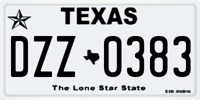 TX license plate DZZ0383