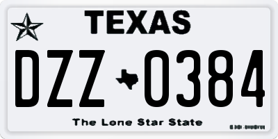 TX license plate DZZ0384