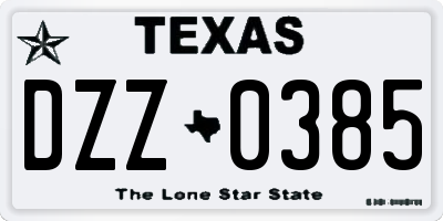 TX license plate DZZ0385