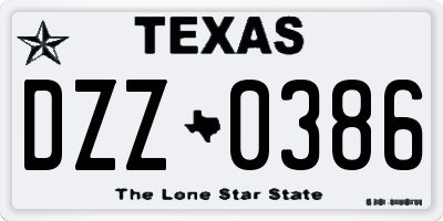 TX license plate DZZ0386