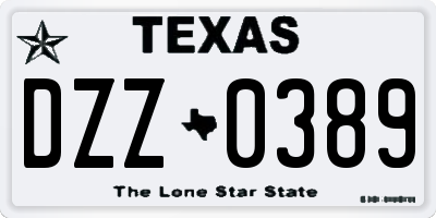 TX license plate DZZ0389