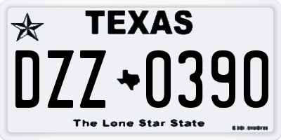 TX license plate DZZ0390