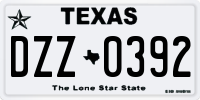 TX license plate DZZ0392