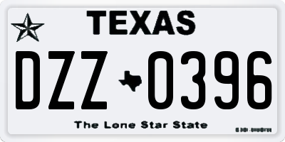 TX license plate DZZ0396