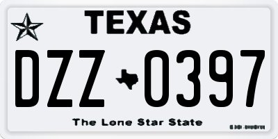 TX license plate DZZ0397