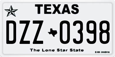 TX license plate DZZ0398