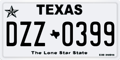 TX license plate DZZ0399