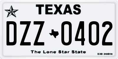 TX license plate DZZ0402