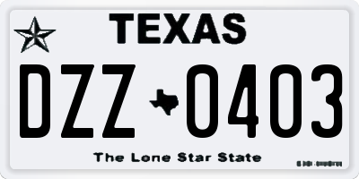 TX license plate DZZ0403