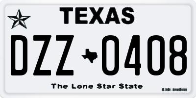 TX license plate DZZ0408