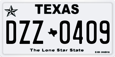 TX license plate DZZ0409