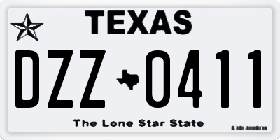 TX license plate DZZ0411