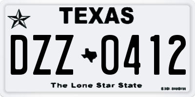 TX license plate DZZ0412