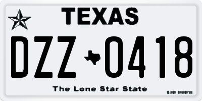 TX license plate DZZ0418