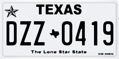 TX license plate DZZ0419