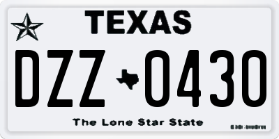 TX license plate DZZ0430