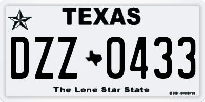 TX license plate DZZ0433