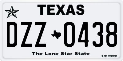 TX license plate DZZ0438