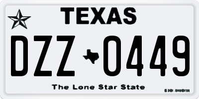 TX license plate DZZ0449