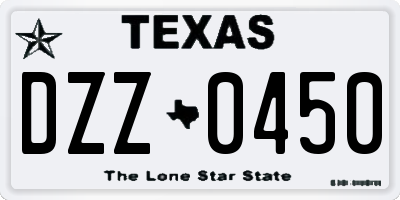 TX license plate DZZ0450