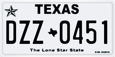 TX license plate DZZ0451