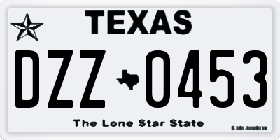 TX license plate DZZ0453