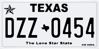 TX license plate DZZ0454