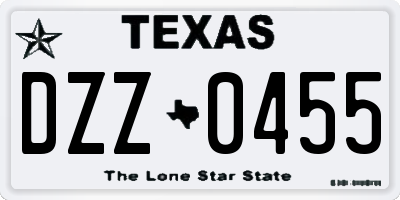 TX license plate DZZ0455