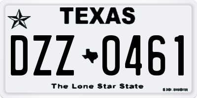 TX license plate DZZ0461