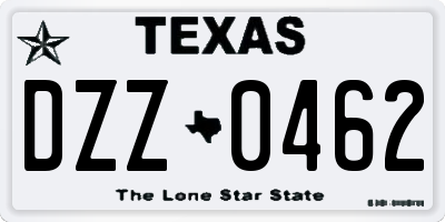 TX license plate DZZ0462