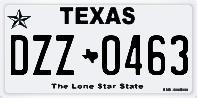 TX license plate DZZ0463