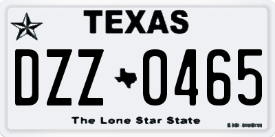 TX license plate DZZ0465